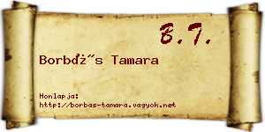 Borbás Tamara névjegykártya